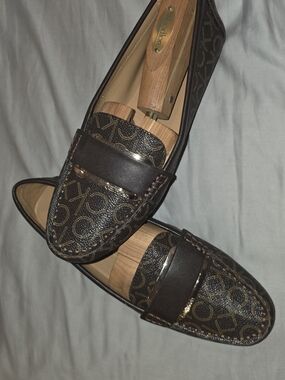 Women's CK Brown Patterned Penny Loafers